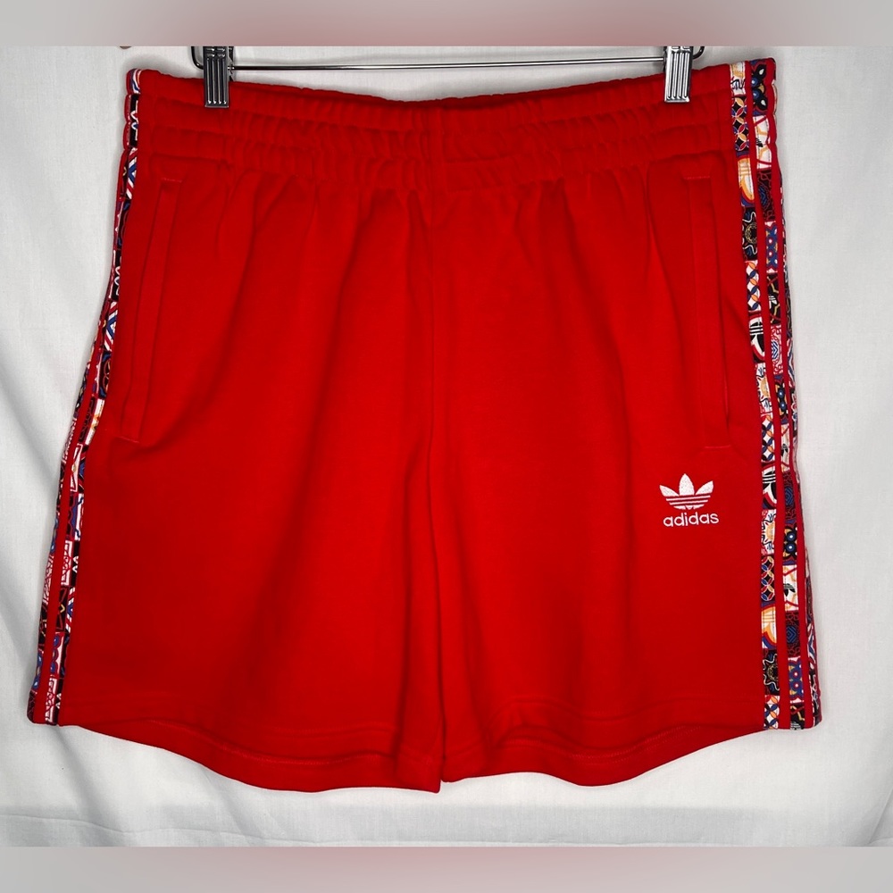 Adidas Originals Tiles AOP Men’s French Terry Shorts H43759 Red Rogue